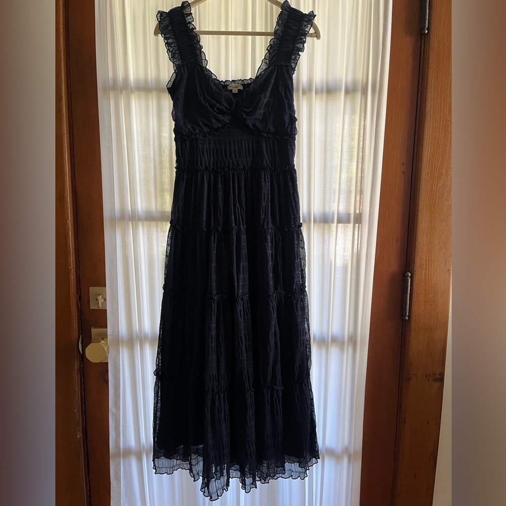 Max Studio | Navy Textured Dress (Mesh) | S